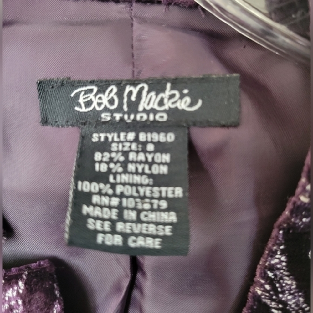 Bob Mackie‎ Studio purple velvet short jacket size 8 - Picture 3 of 7